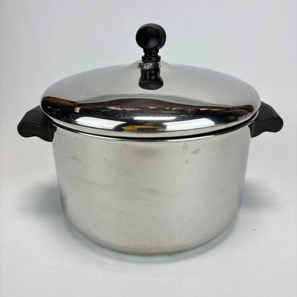 Farberware Stockpot 4QT VTG USA‎ Silver Stainless Steel Aluminum Clad With Lid